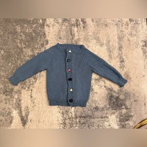Vintage Blue Knit Cardigan with Colorful Buttons